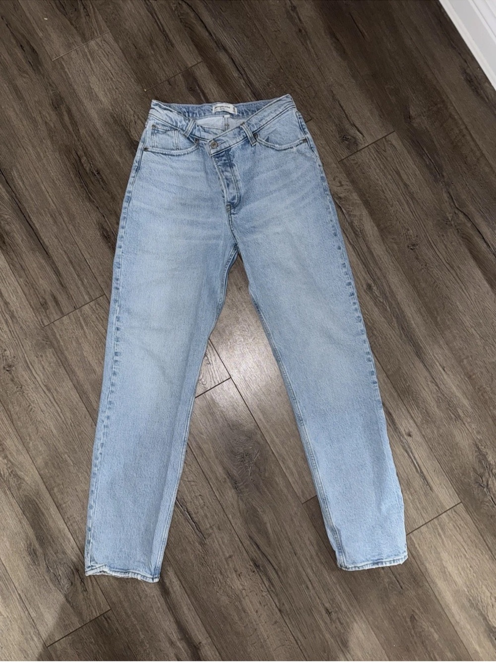 Abercrombie & Fitch Dad High Rise Jeans Curve Love Criss Cross Front 27 4L Denim